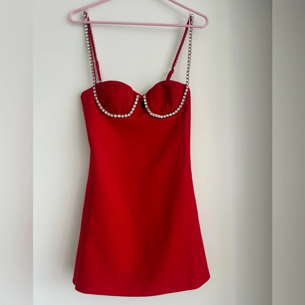 MAJORELLE Blaire Mini Dress in Cherry Red - WORE ONCE - Picture 5 of 9